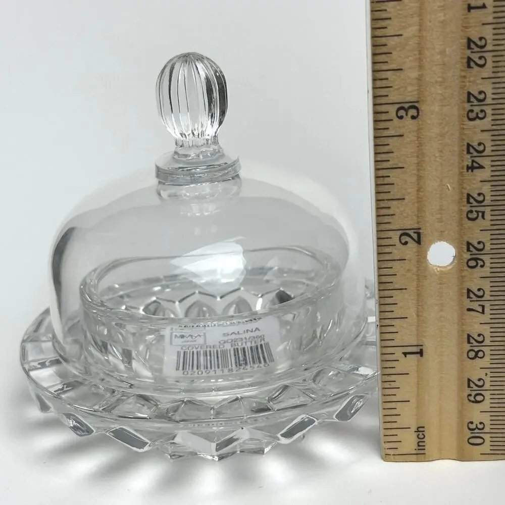 Mikasa Salina crystal mini round dome lidded dish 3” personal butter pat cloche